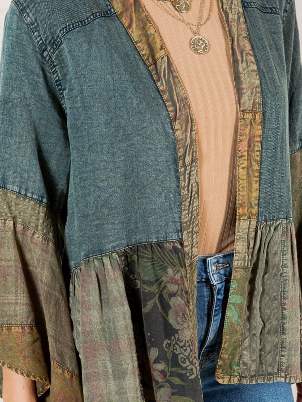 Western Boho Chic Tiered Patchwork Top - Picture 3 of 5